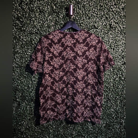 Lane Bryant Brown And Shimmer Sheer Shirt - Picture 5 of 5
